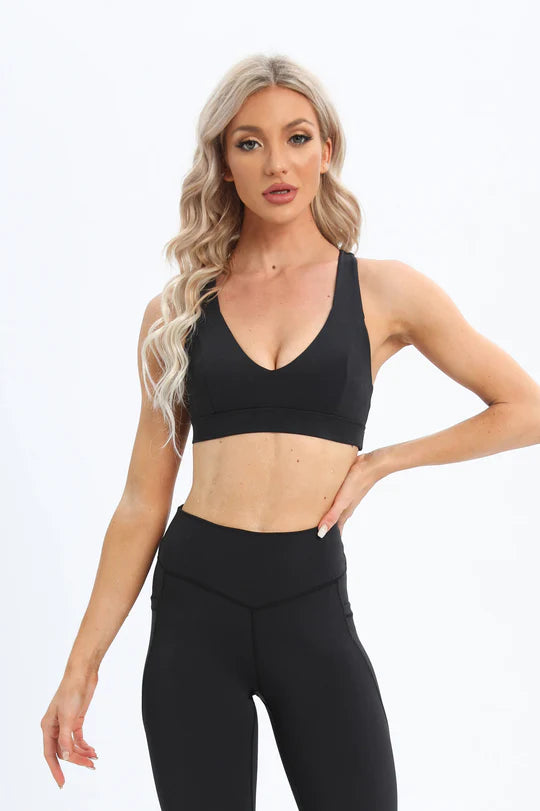 Luxe Racerback Sports Bra - Classic Black