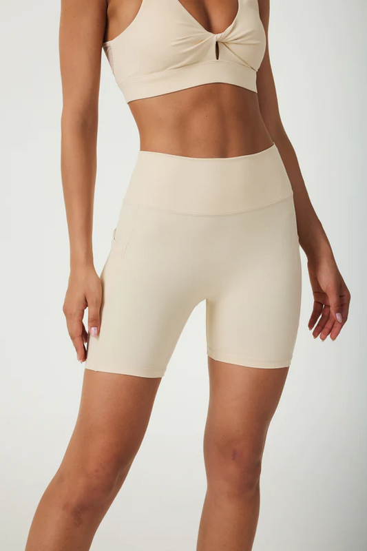 ButterySoft High-waisted bike shorts- Ivory White