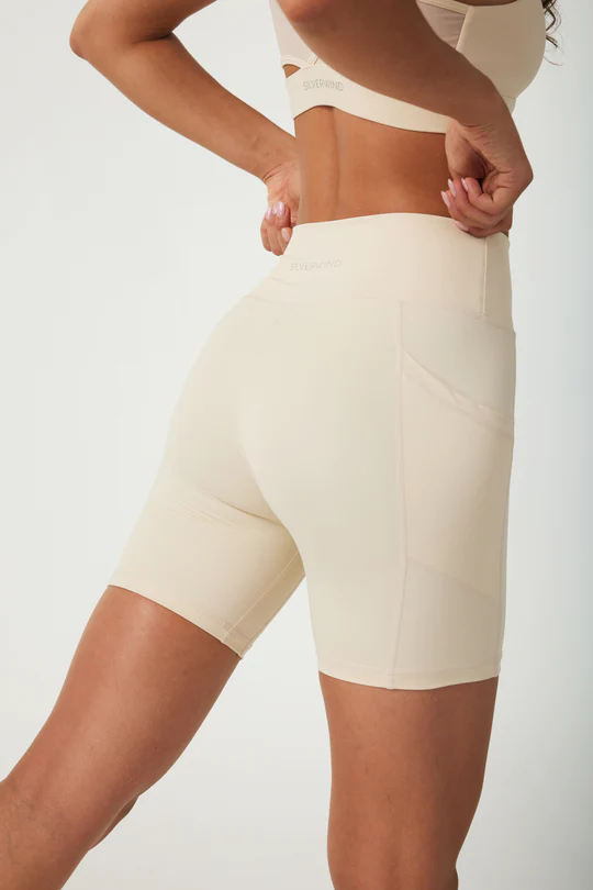 ButterySoft High-waisted bike shorts- Ivory White