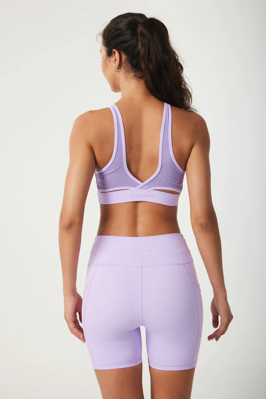 ButterySoft Front Twist Mesh Back Sports Bra - Lilac