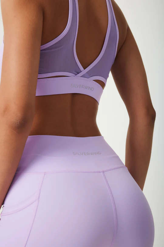 ButterySoft Front Twist Mesh Back Sports Bra - Lilac