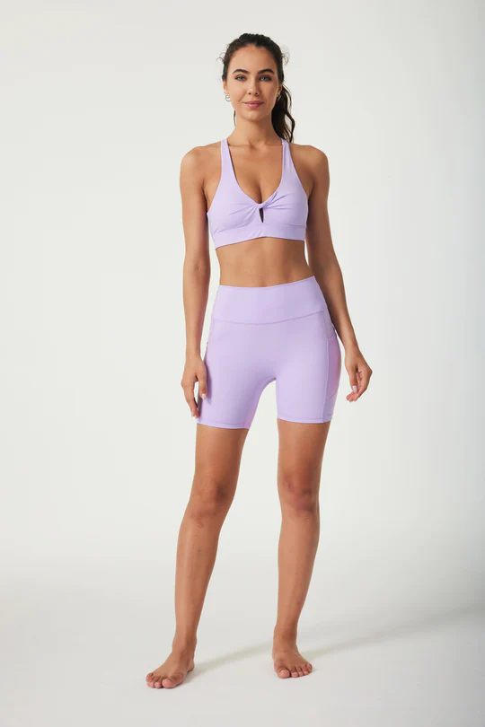 ButterySoft Front Twist Mesh Back Sports Bra - Lilac