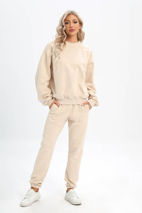 Relaxed Two-way Oversized Sweatshirt - Cosmic Latte