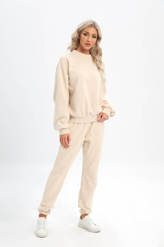 Relaxed Two-way Oversized Sweatshirt - Cosmic Latte