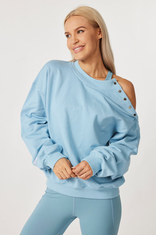 Relaxed Two-way Oversized Sweatshirt - Calm Blue