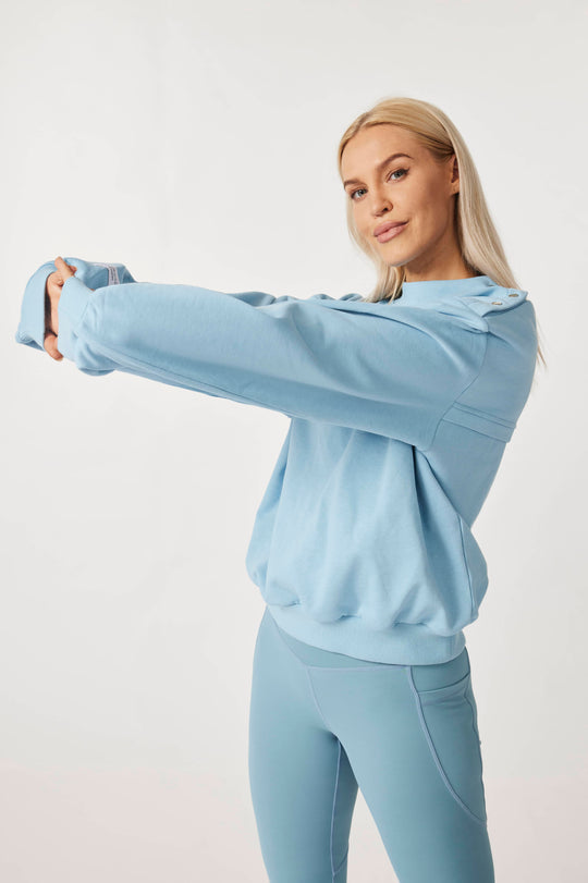 Relaxed Two-way Oversized Sweatshirt - Calm Blue