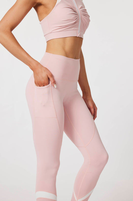 HeyCloud High-waisted Colourblock Leggings -  Carnation Pink