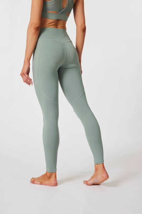 Luxe High-waisted Pocket Leggings - Sage Green