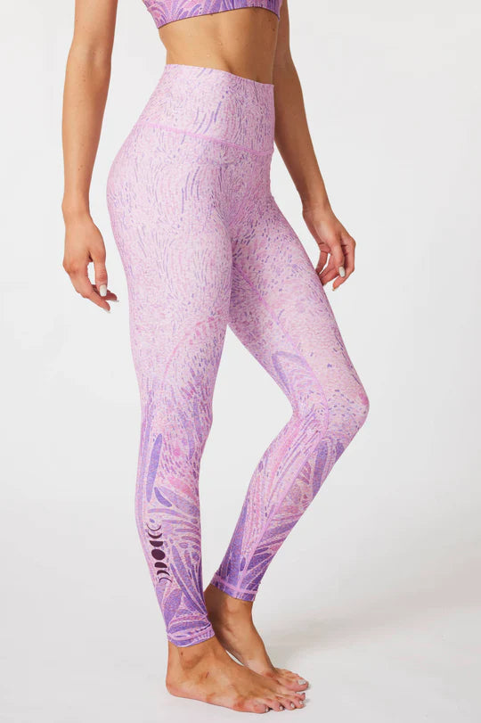 Mystery Goddess Print High-waisted Leggings - Purple