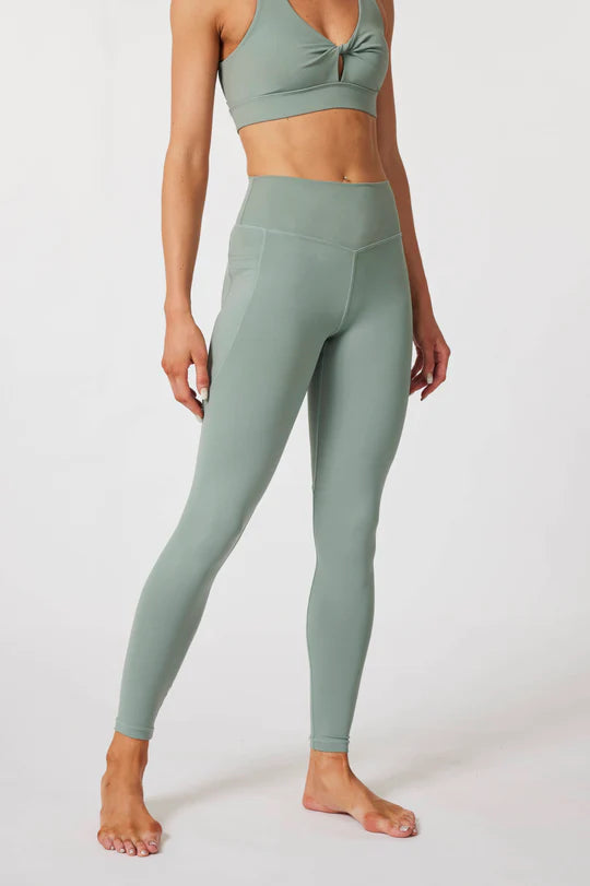 Luxe High-waisted Pocket Leggings - Sage Green