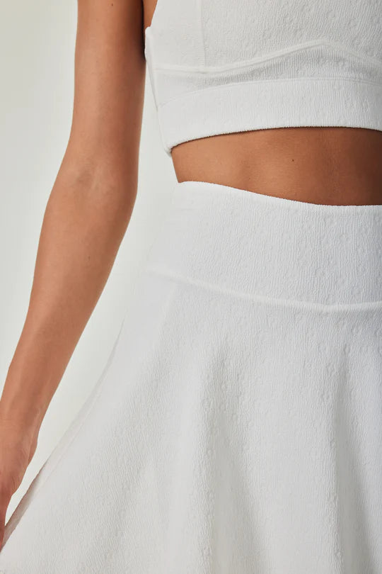 Jacquard White High-waisted Skirt