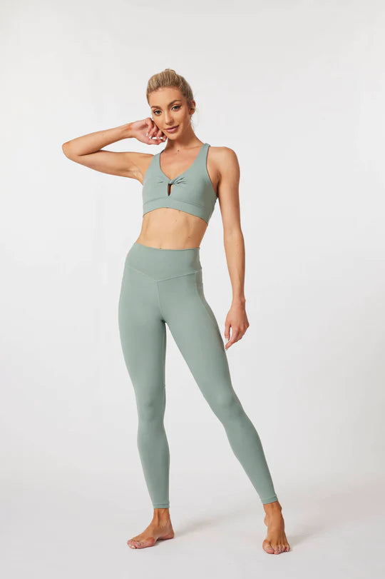 Luxe High-waisted Pocket Leggings - Sage Green