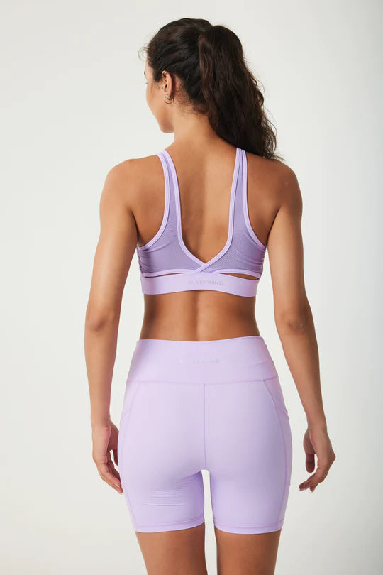 Ultra-Soft Front Twist Mesh Back Sports Bra - Lilac