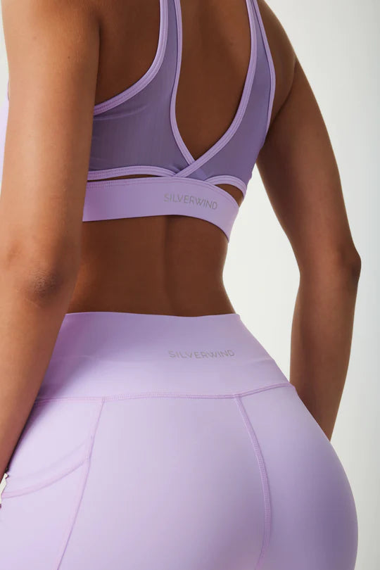 Ultra-Soft Front Twist Mesh Back Sports Bra - Lilac