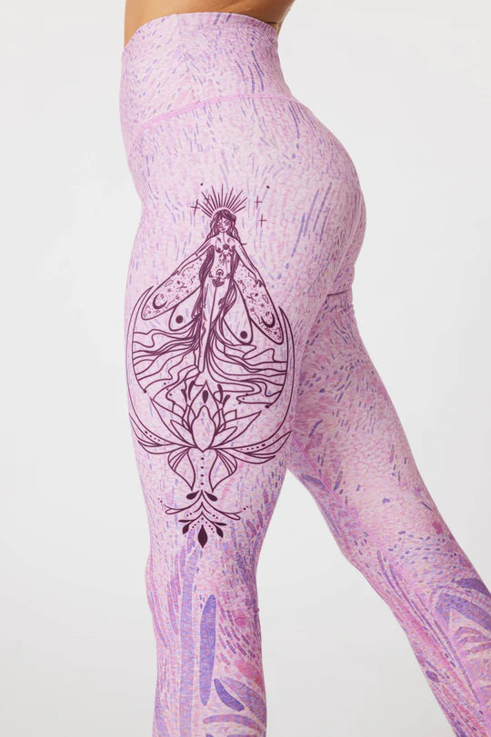 Mystery Goddess Print High-waisted Leggings - Purple