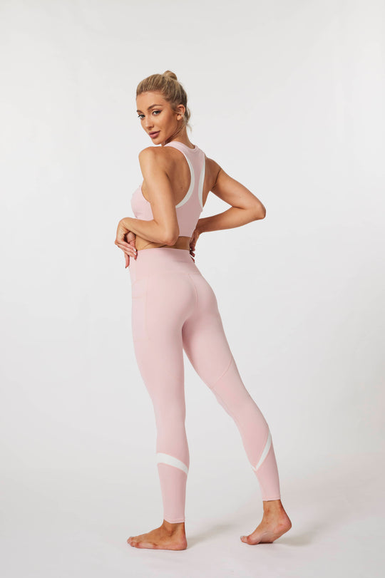 HeyCloud High-waisted Colourblock Leggings -  Carnation Pink