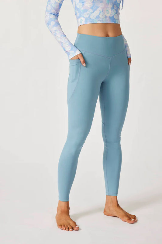 Luxe High-waisted Pocket Leggings - Light Blue