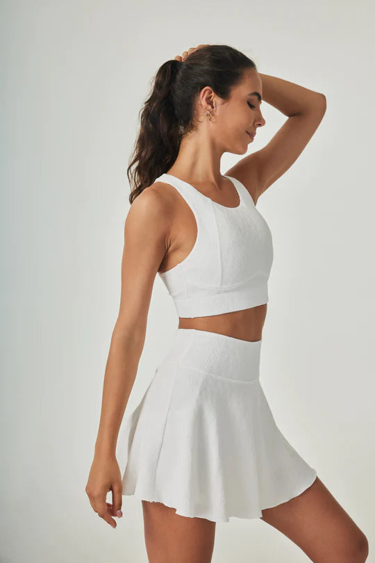 Jacquard White High-waisted Skirt